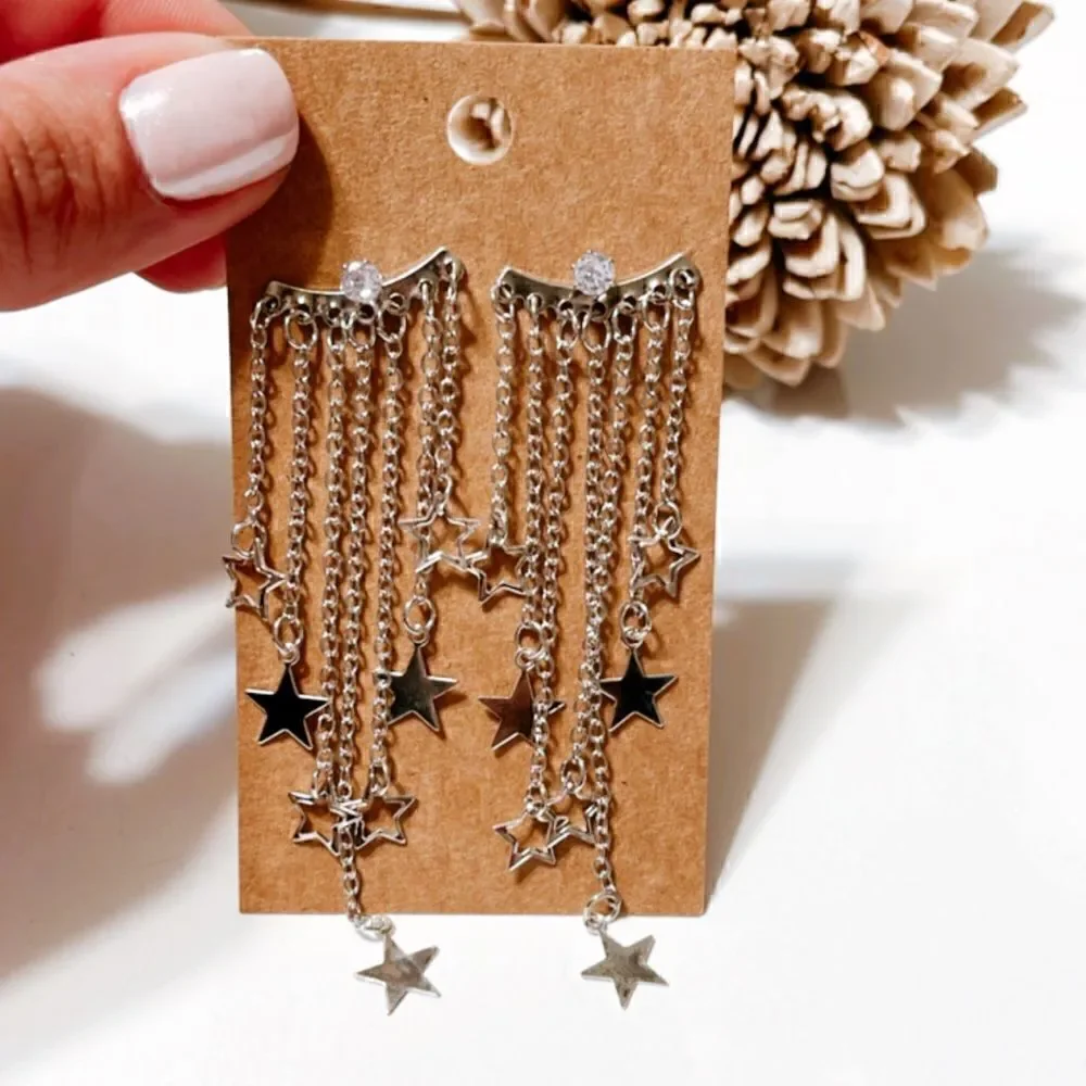 Star drop earrings in silver m59